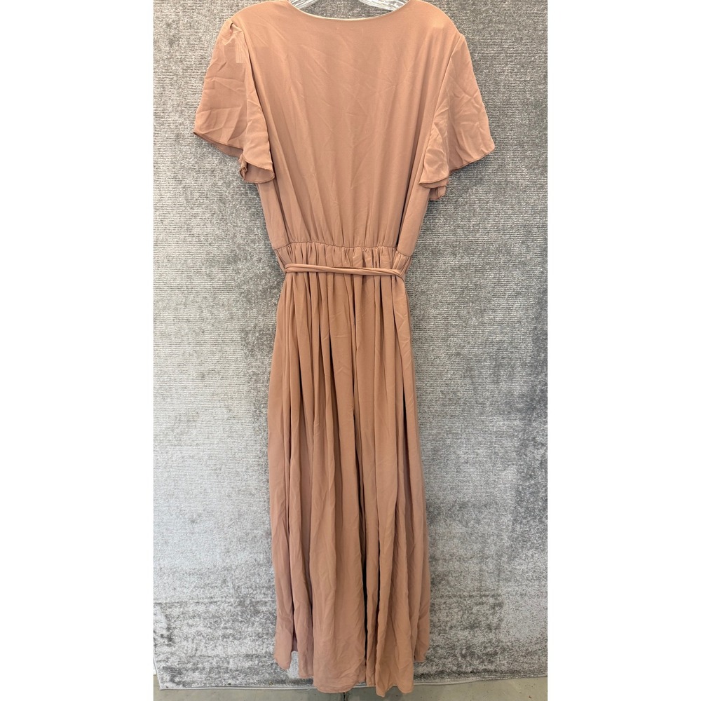 Baltic Born Maxi Dress Women XL Taupe Lydia Wrap Flutter Sleeve‎ Formal Wedding - Picture 7 of 7